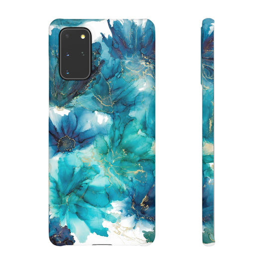 Teal Floral Snap Case, Colourful Phone Cover, Vibrant Floral Art image 1