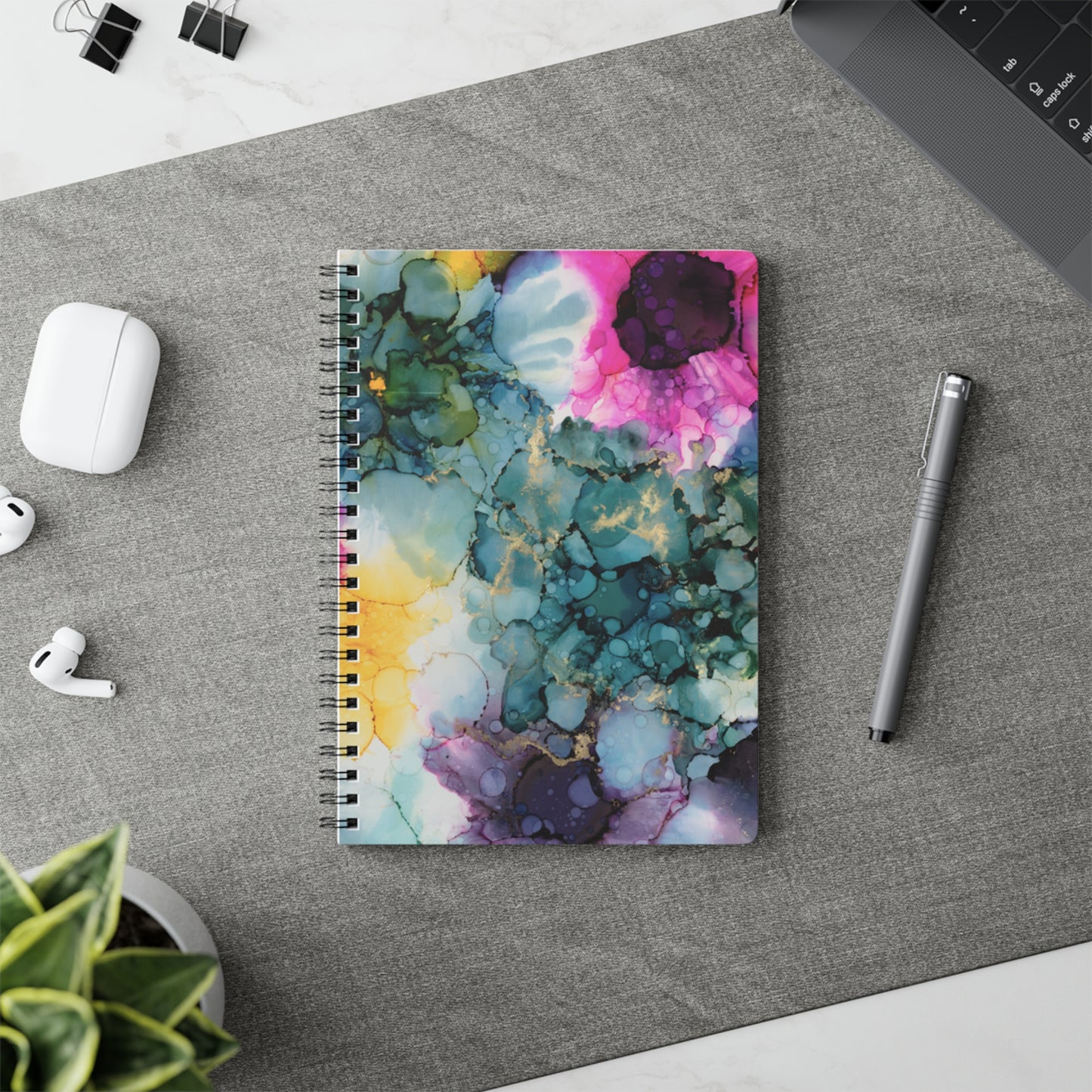 Floral Alcohol Ink Wirebound Notebook, Sketchbook, Journal for Students, Diary image 5