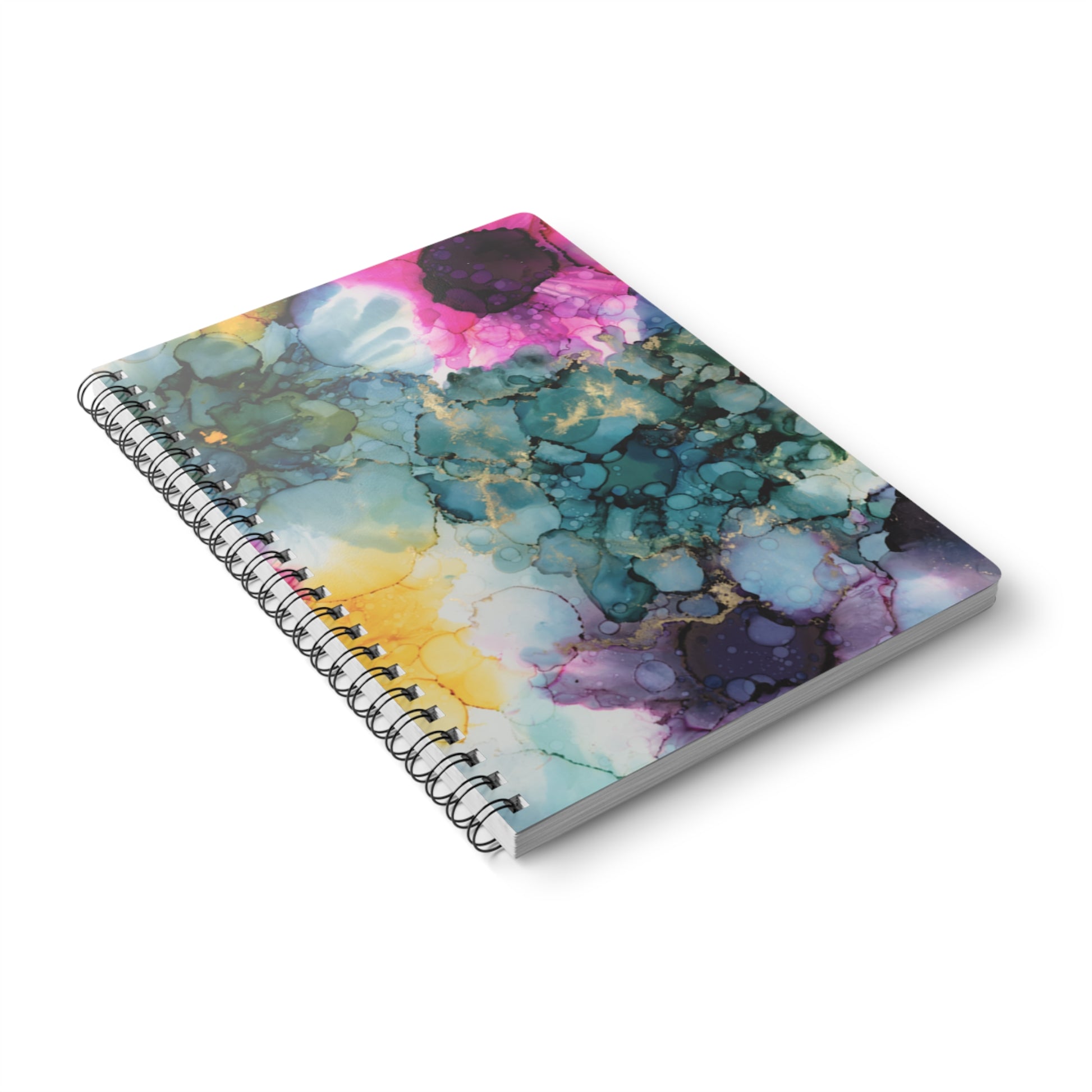 Floral Alcohol Ink Wirebound Notebook, Sketchbook, Journal for Students,  Diary image 3