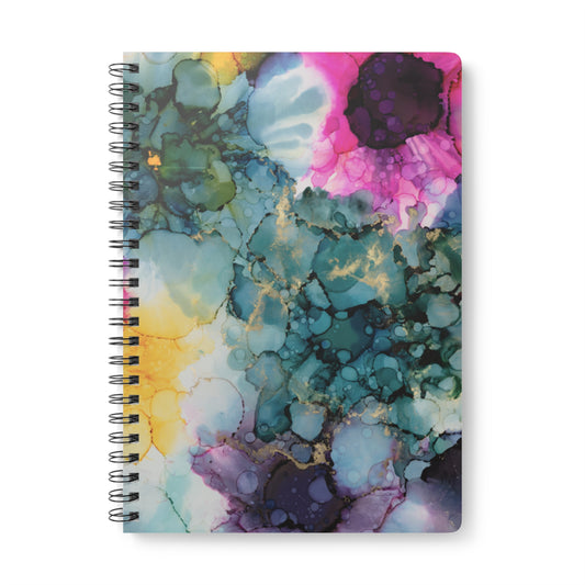 Floral Alcohol Ink Wirebound Notebook, Sketchbook, Journal for Students,  Diary image 0
