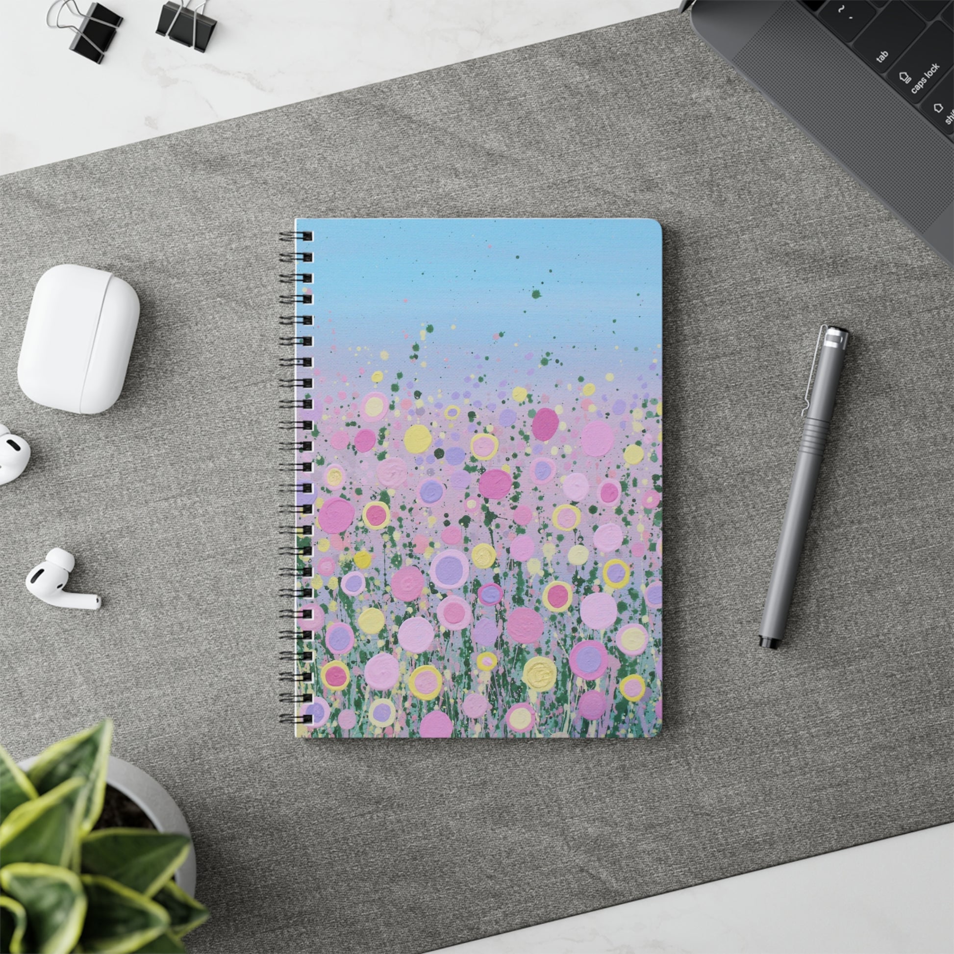Abstract Floral Wirebound Notebook, Sketchbook, Journal for Students,  Diary image 5