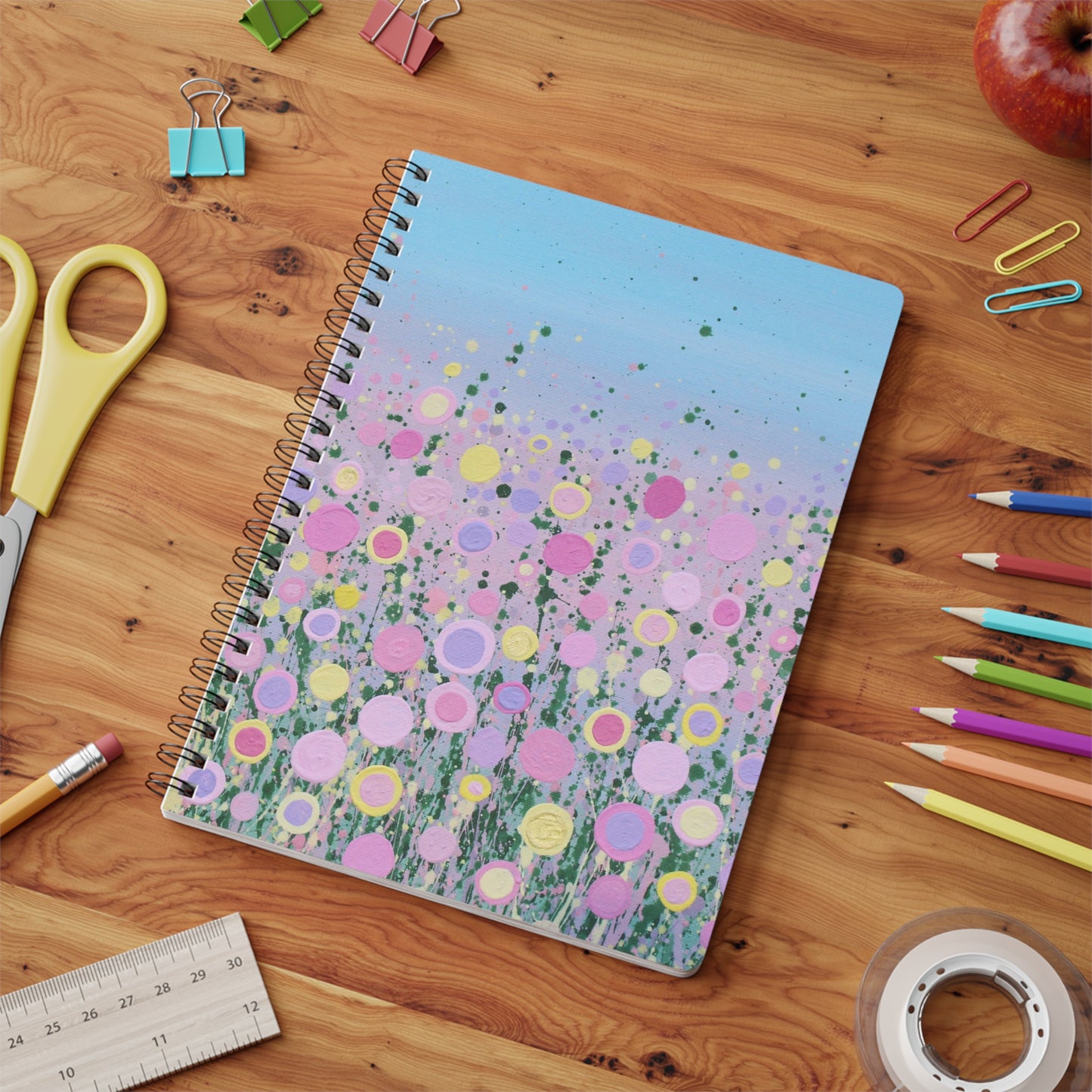 Abstract Floral Wirebound Notebook, Sketchbook, Journal for Students,  Diary image 4