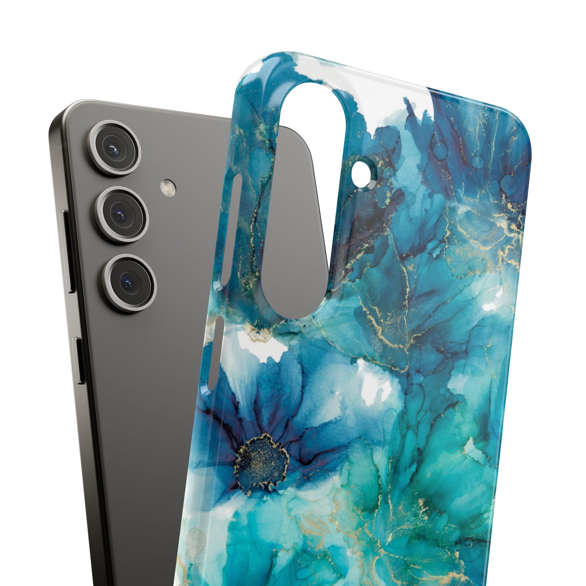 Teal Floral  Snap Case, Colourful Phone Cover, Vibrant Floral Art image 12