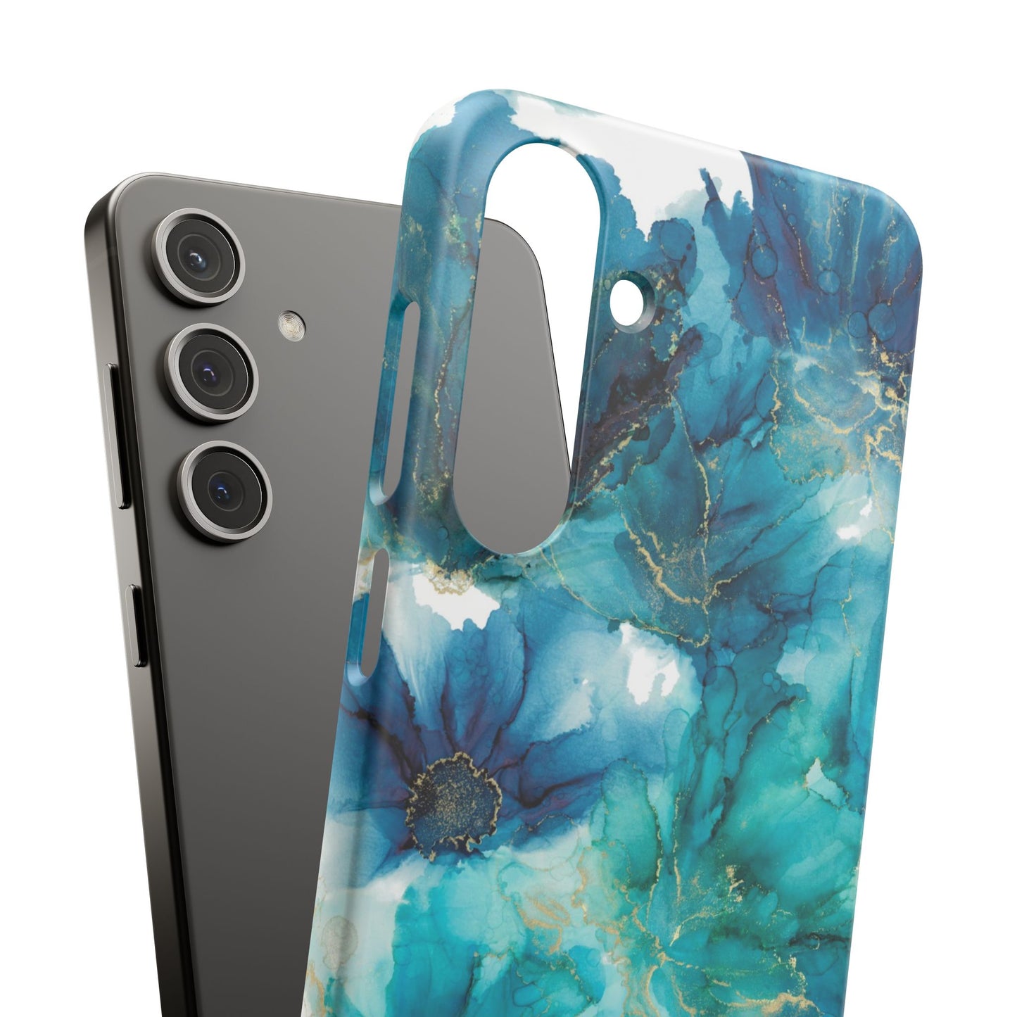 Teal Floral  Snap Case, Colourful Phone Cover, Vibrant Floral Art image 14