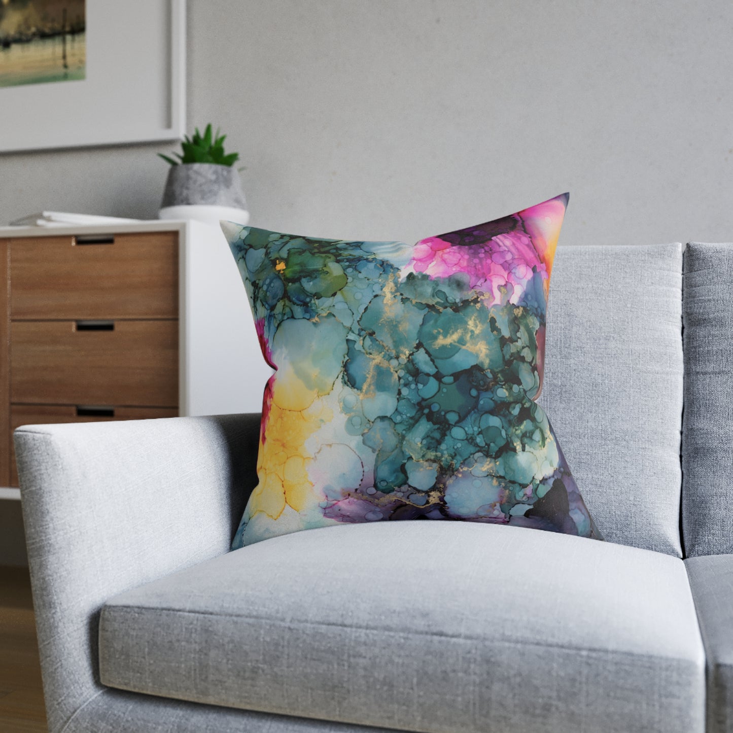 Floral Abstract Square Pillow, Home Decor Cushion, Bedroom, Sofa, Garden Room