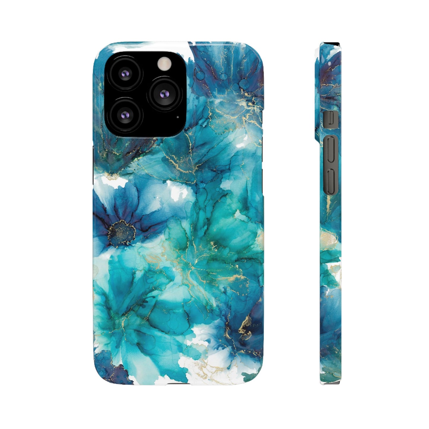 Teal Floral  Snap Case, Colourful Phone Cover, Vibrant Floral Art image 9