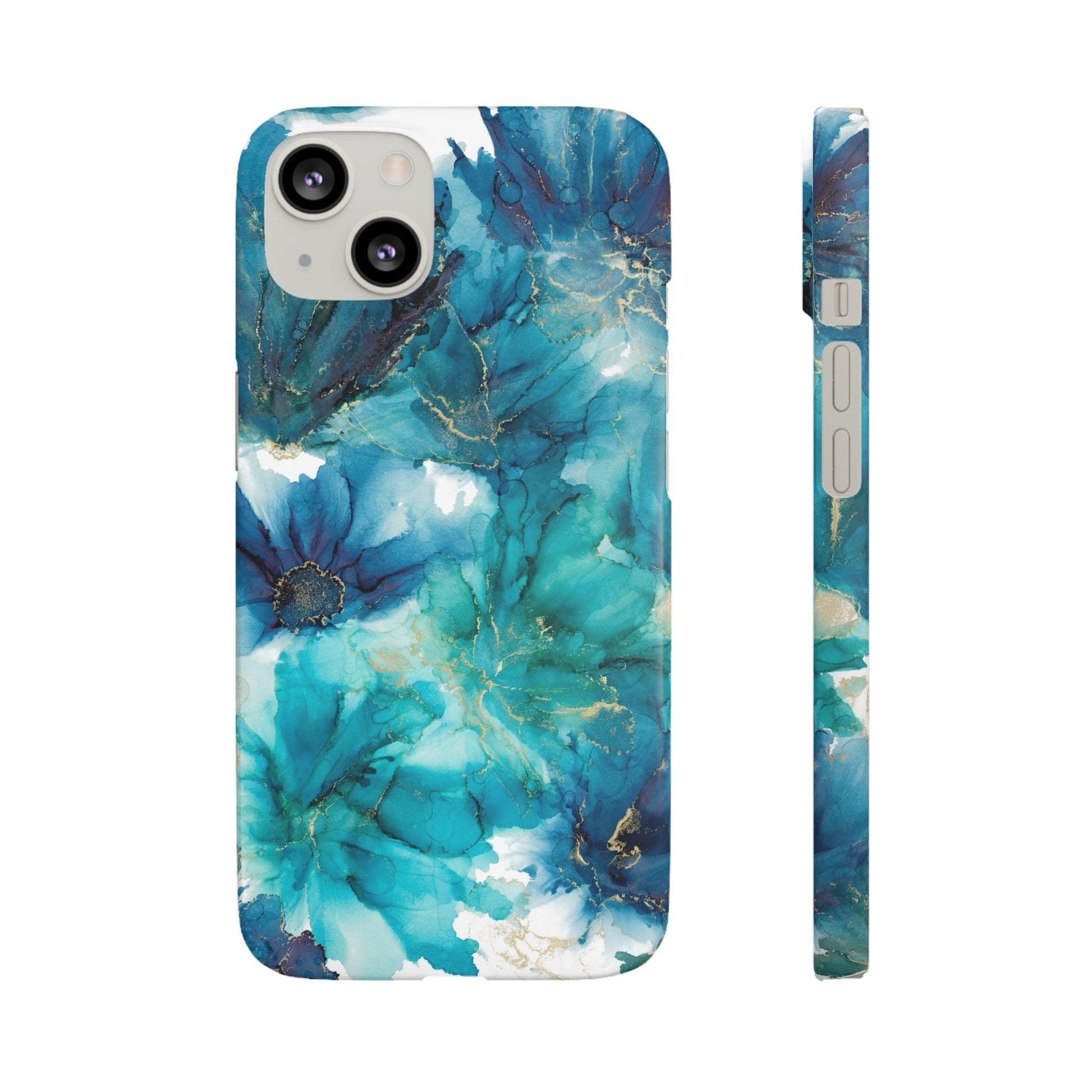 Teal Floral  Snap Case, Colourful Phone Cover, Vibrant Floral Art image 3