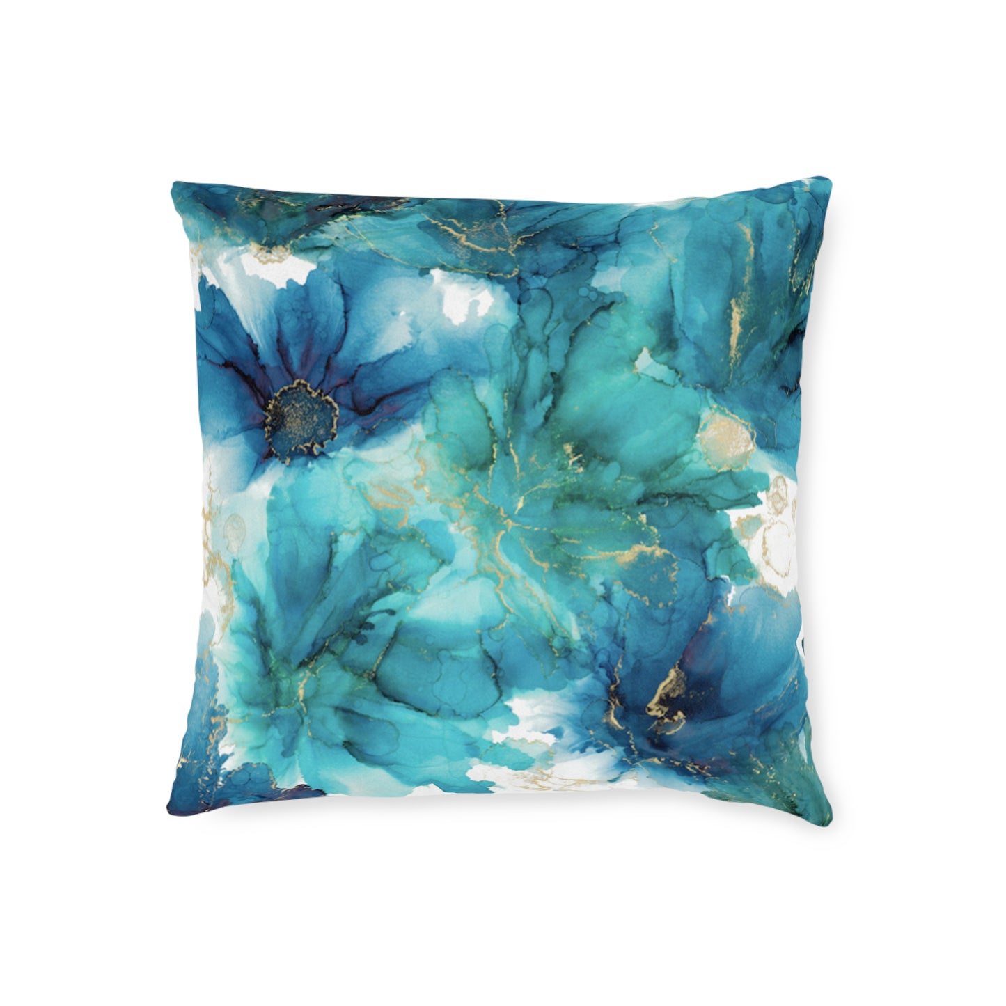 Teal Floral Square Pillow, Home Decor Cushion, Bedroom, Sofa, Garden Room image 5