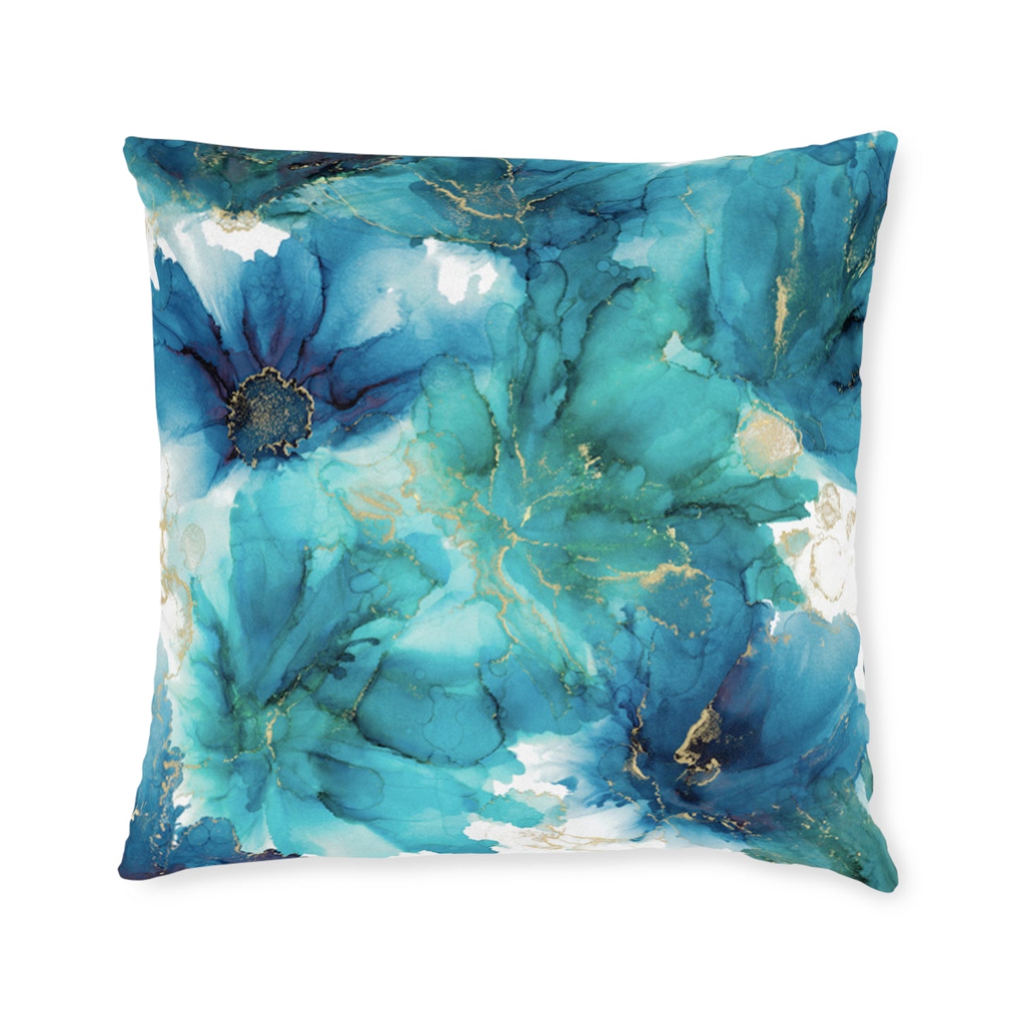 Teal Floral Square Pillow, Home Decor Cushion, Bedroom, Sofa, Garden Room image 9