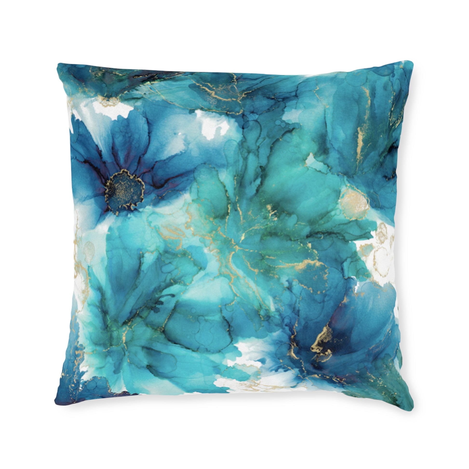 Teal Floral Square Pillow, Home Decor Cushion, Bedroom, Sofa, Garden Room image 9