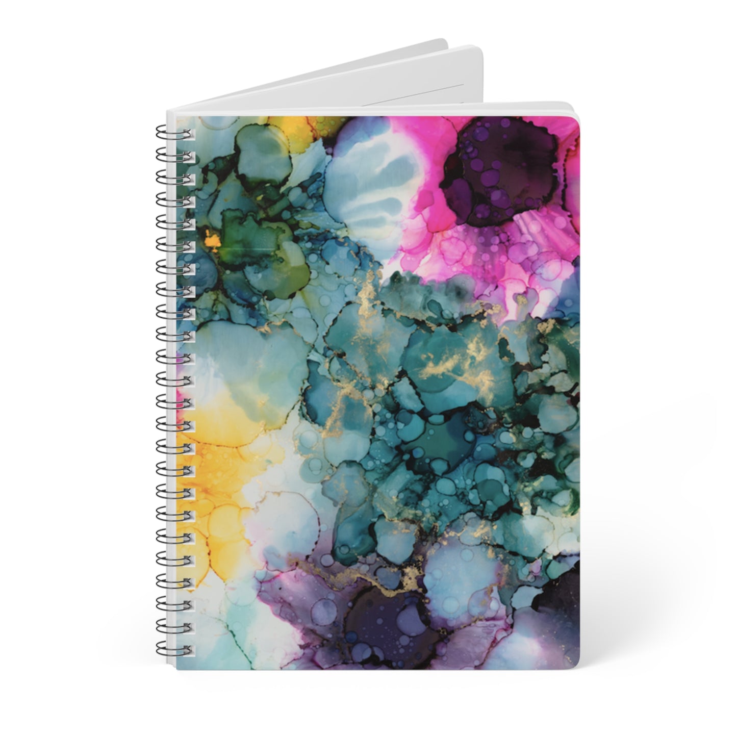 Floral Alcohol Ink Wirebound Notebook, Sketchbook, Journal for Students,  Diary image 2