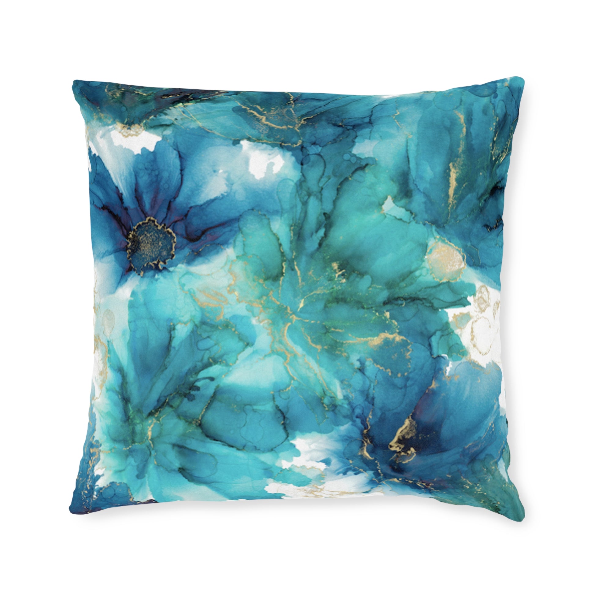 Teal Floral Square Pillow, Home Decor Cushion, Bedroom, Sofa, Garden Room image 8