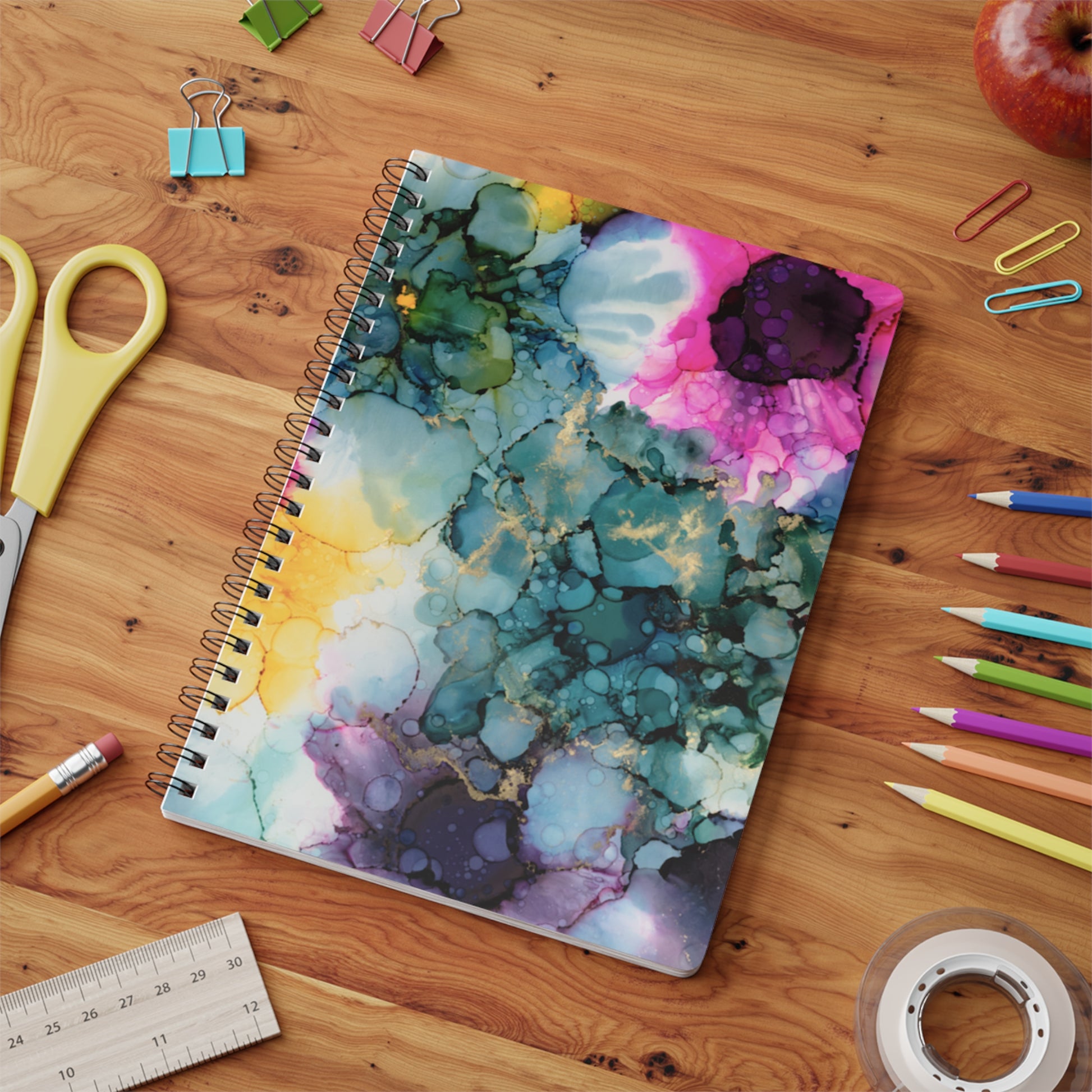 Floral Alcohol Ink Wirebound Notebook, Sketchbook, Journal for Students,  Diary image 4