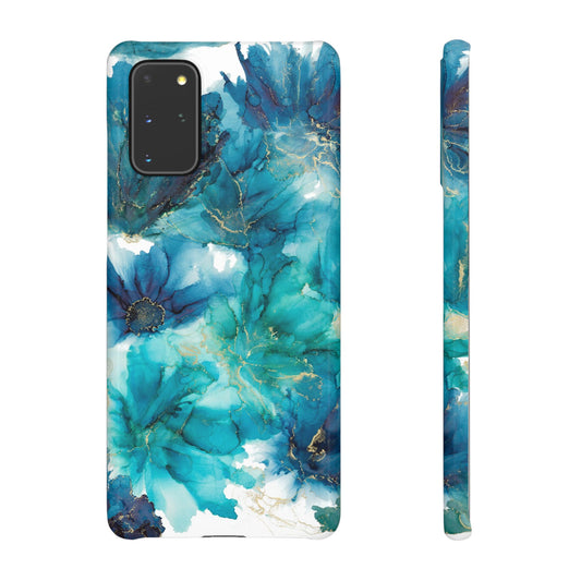 Teal Floral  Snap Case, Colourful Phone Cover, Vibrant Floral Art image 0