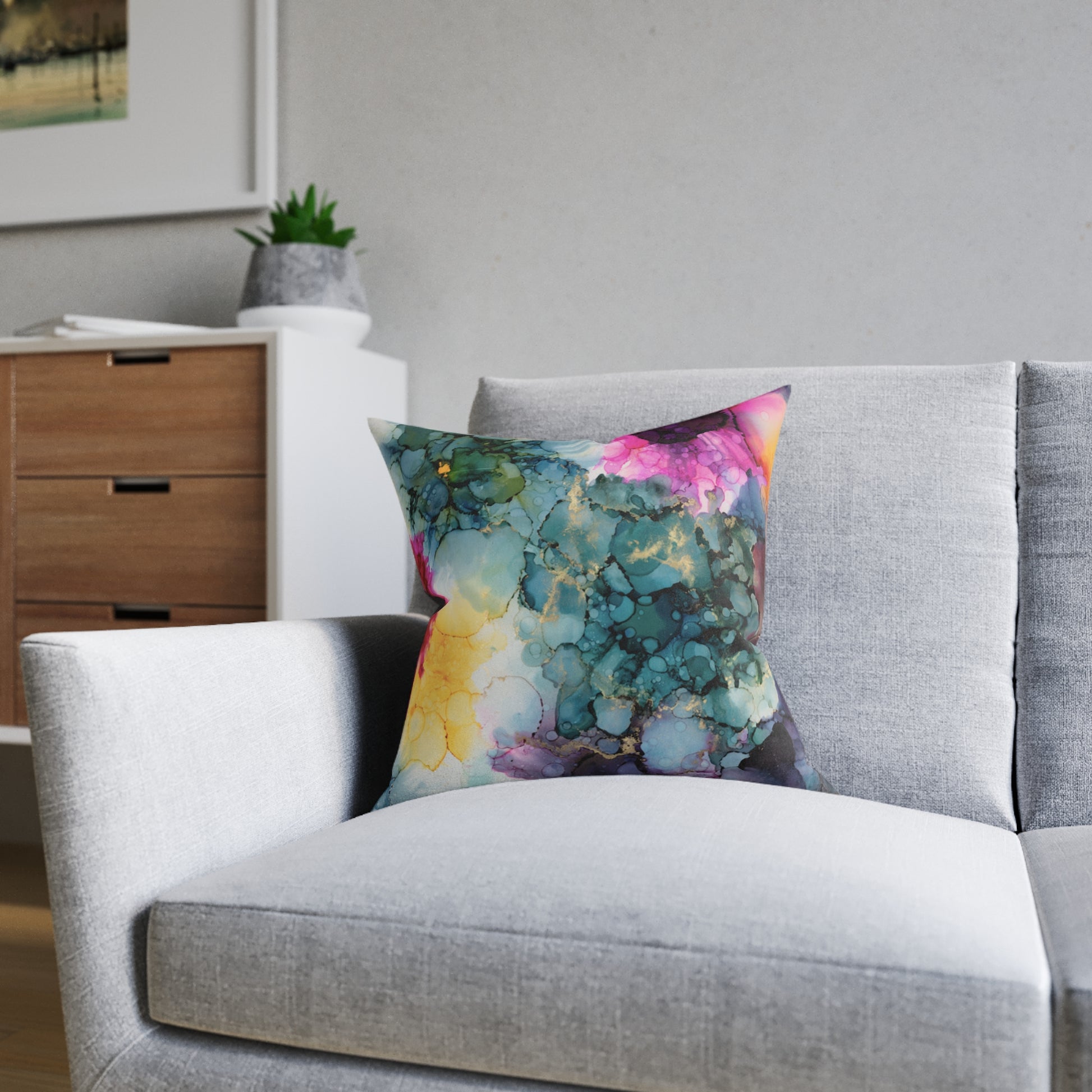 Floral Abstract Square Pillow, Home Decor Cushion, Bedroom, Sofa, Garden Room image 7