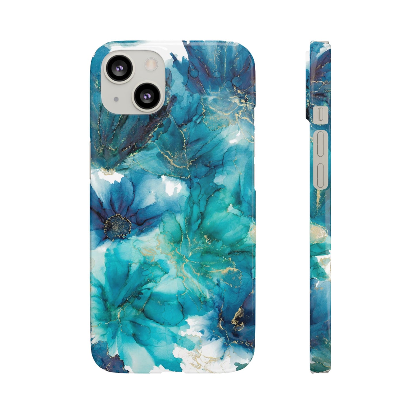 Teal Floral  Snap Case, Colourful Phone Cover, Vibrant Floral Art image 2
