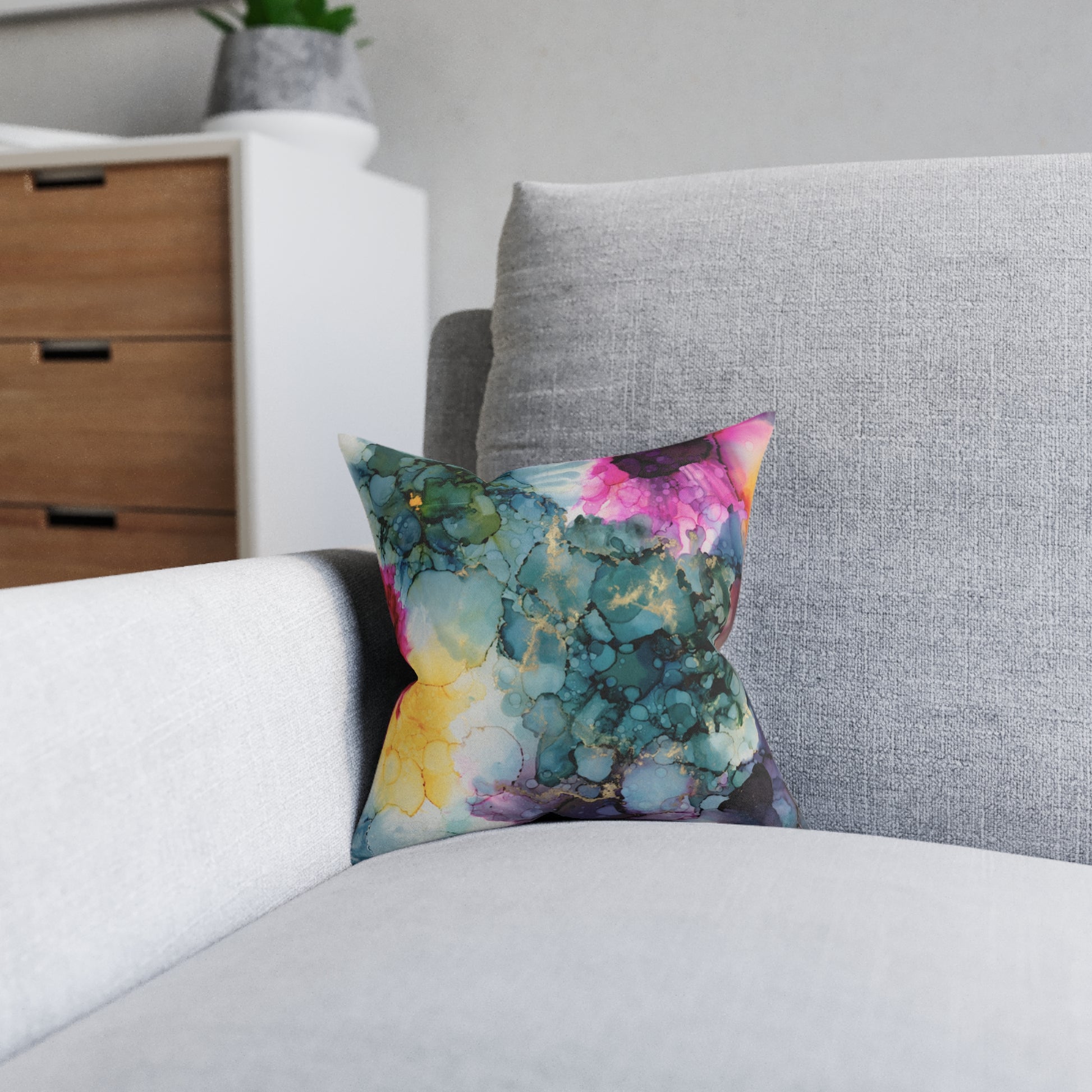 Floral Abstract Square Pillow, Home Decor Cushion, Bedroom, Sofa, Garden Room image 3